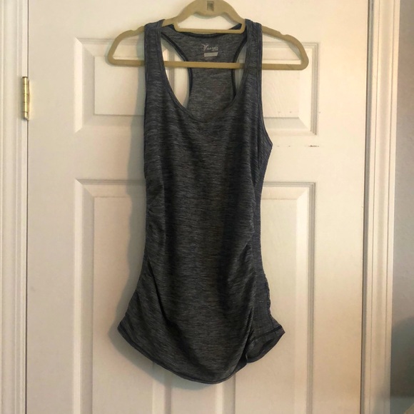 🌻5/$35 🌻 Old Navy | Heather Gray Shirred Workout Racerback - Picture 1 of 7